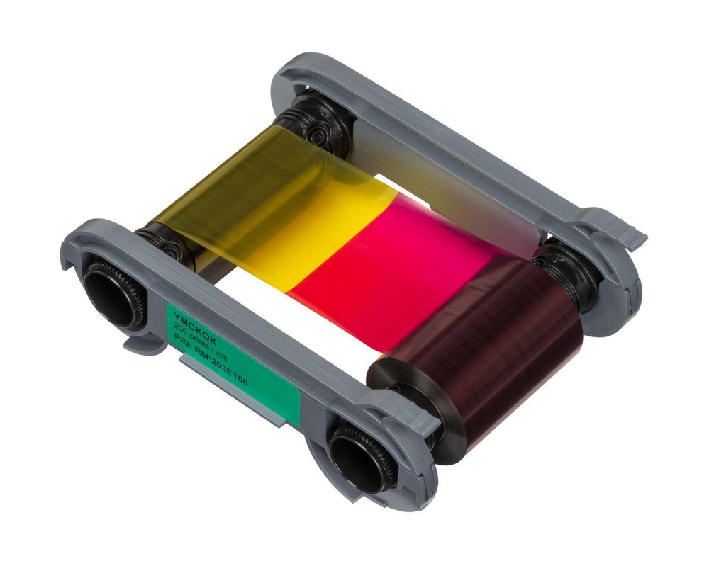 Evolis — Ruban couleur YMCKO-K, 200 impressions — réf. R6F203E100